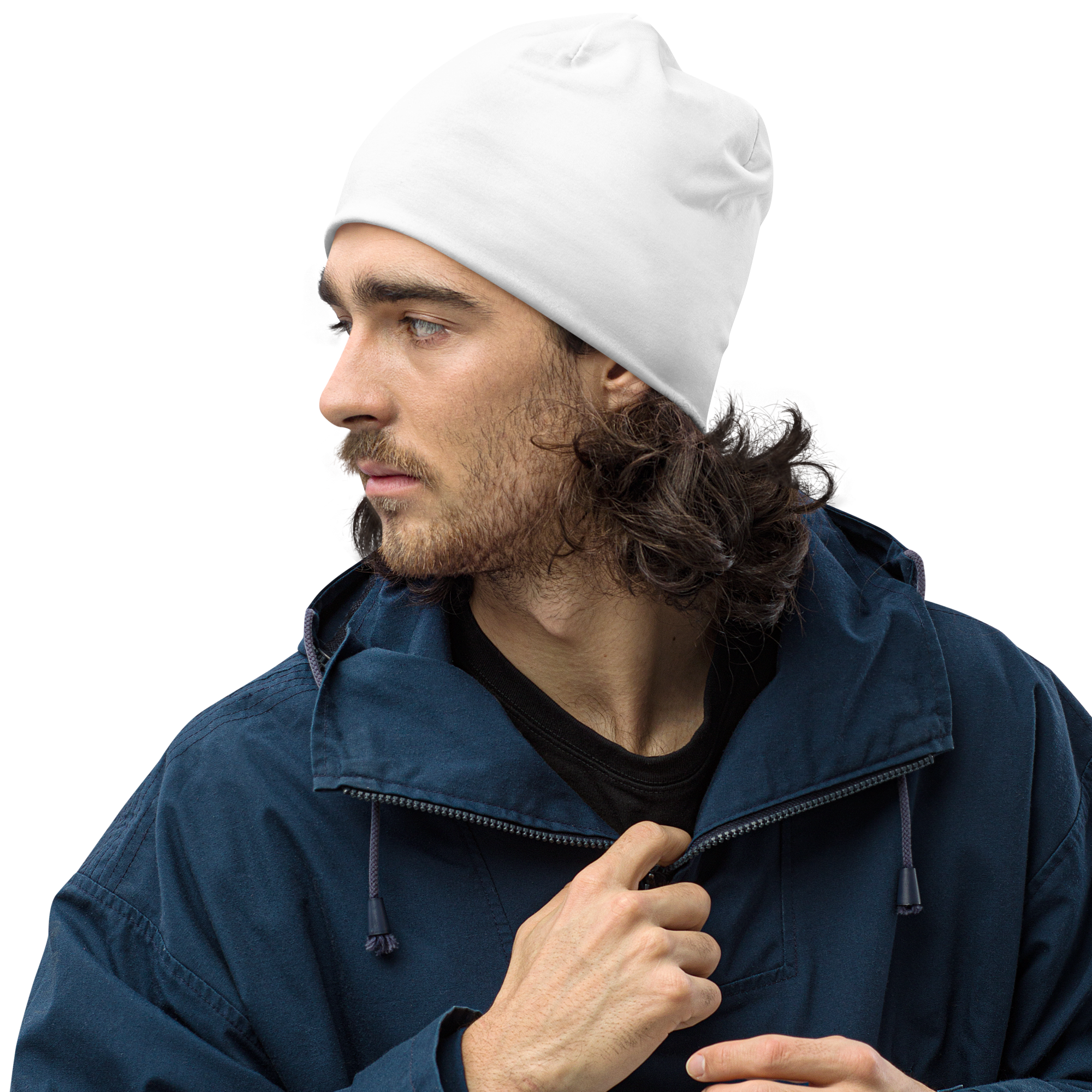 Highly Favored Beanie in White & Black